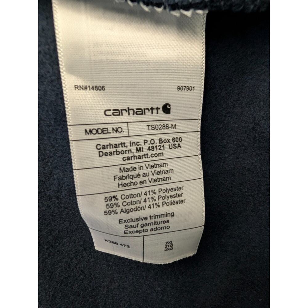 NWT Carhartt Midweight Hoodie Men 2XL Navy Loose Logo Sleeve Sweatshirt TS0288-M - Picture 5 of 6